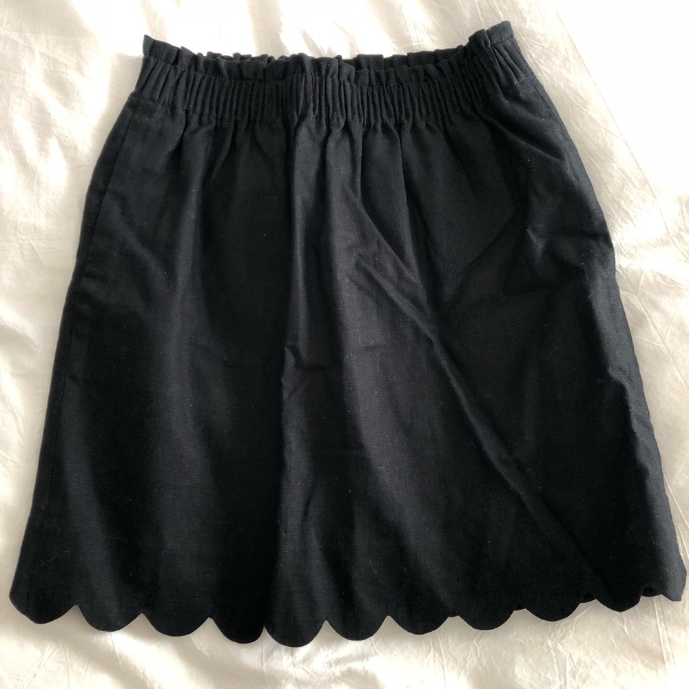 Black linen mini skirt